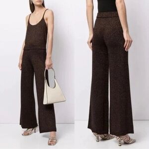 STAUD Daisy Lurex Knit Pants Brown Sz S